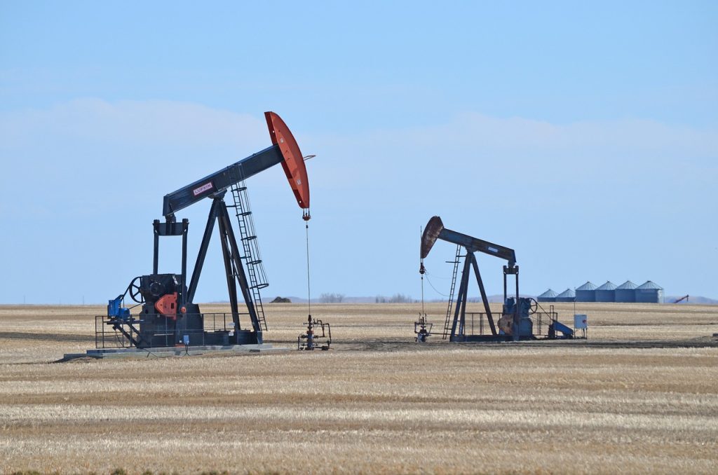 pumpjack, oil well, field